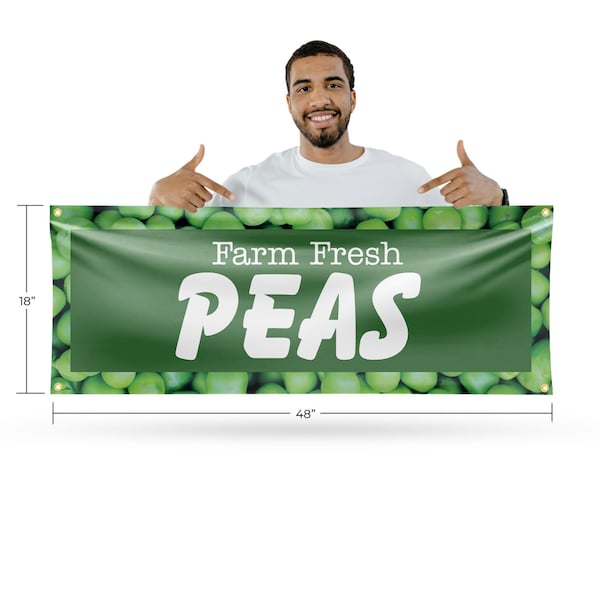 Signmission Farm Fresh Peas, 18 Inch x 48 Inch, Vinyl Banner - B-30607