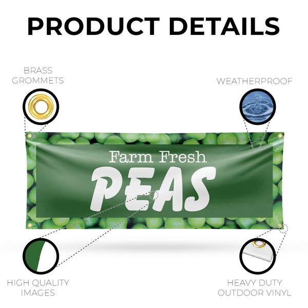Signmission Farm Fresh Peas, 18 Inch x 48 Inch, Vinyl Banner - B-30607