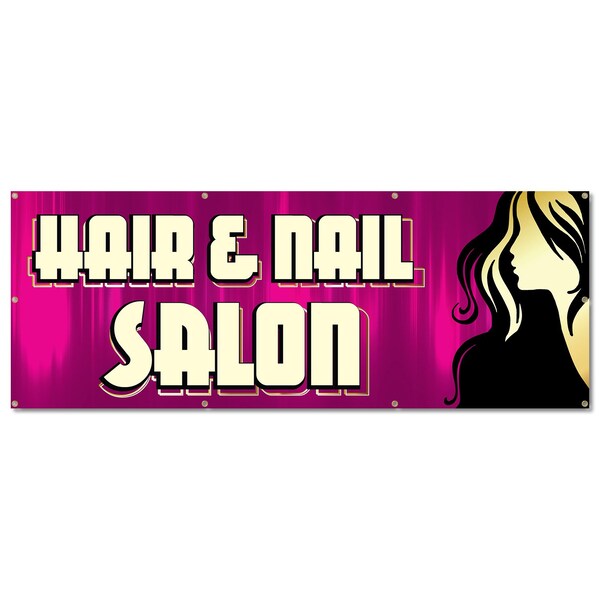 Signmission Hair And Nail Salon, 36 Inch, Banner - B-96-30383