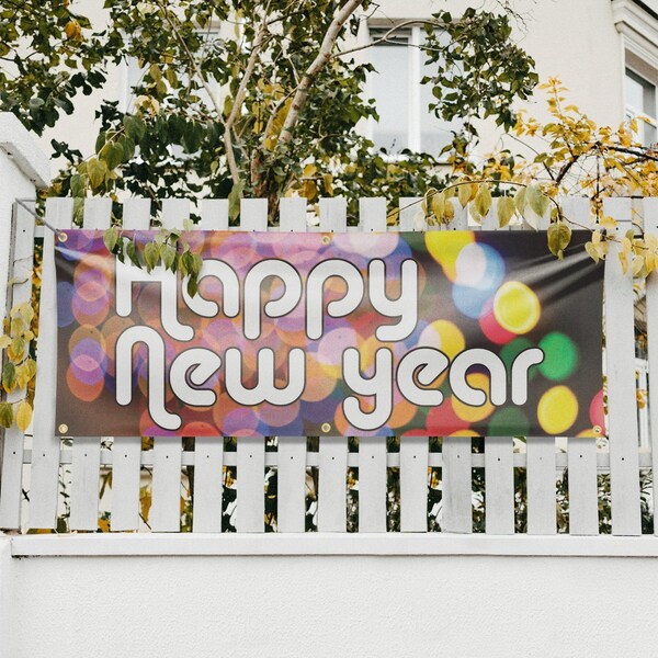 Signmission Happy New Year, 24 Inch x 72 Inch, Vinyl Banner - B-72-30693