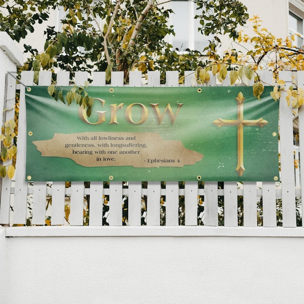 Signmission Jesus Grow, 36 Inch x 96 Inch, Vinyl Banner - B-96-30707