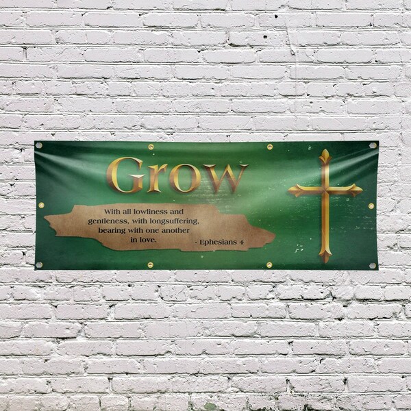 Signmission Jesus Grow, 36 Inch x 96 Inch, Vinyl Banner - B-96-30707