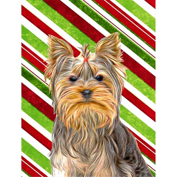 Patioplus Candy Cane Holiday Christmas Yorkie & Yorkshire Terrier Flag Garden Size - PA249393