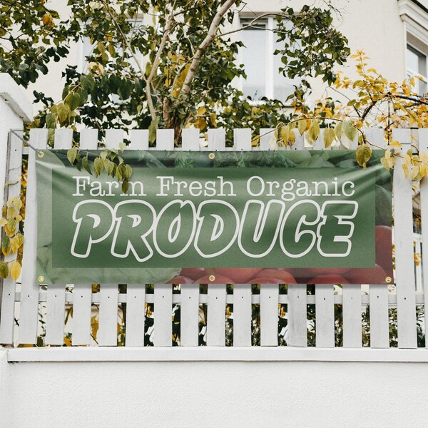 Signmission Farm Fresh Organic Produce, 24 Inch x 72 Inch, Vinyl Banner - B-72-30605