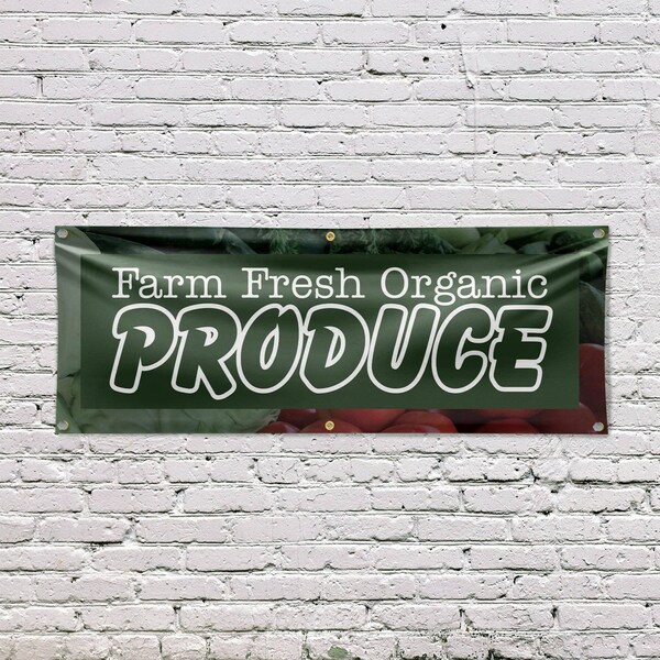Signmission Farm Fresh Organic Produce, 24 Inch x 72 Inch, Vinyl Banner - B-72-30605