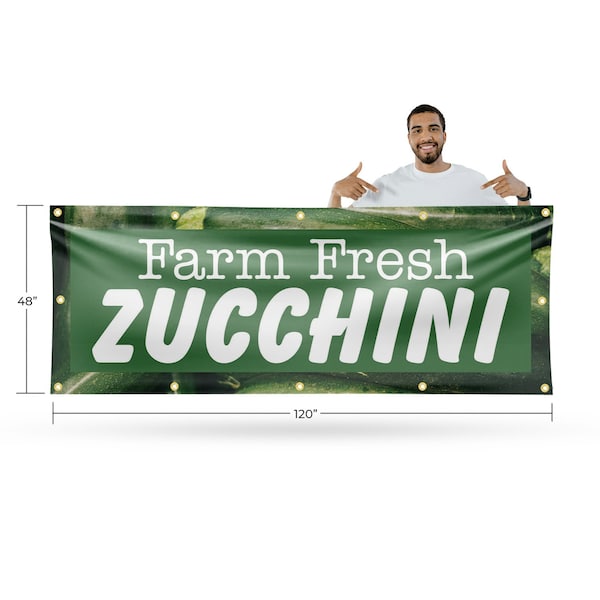 Signmission Farm Fresh Zucchini, 48 Inch x 120 Inch, Vinyl Banner - B-120-30622