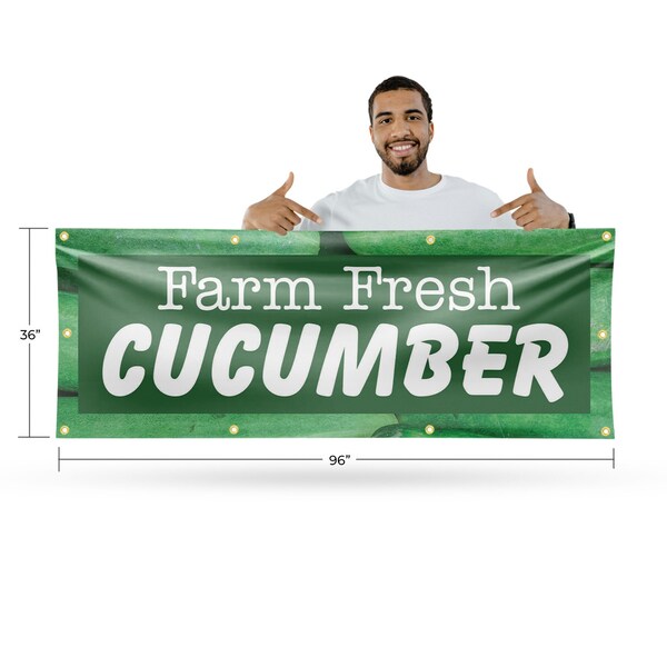 Signmission Farm Fresh Cucumber, 36 Inch x 96 Inch, Vinyl Banner - B-96-30590