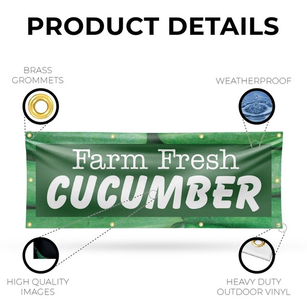 Signmission Farm Fresh Cucumber, 36 Inch x 96 Inch, Vinyl Banner - B-96-30590