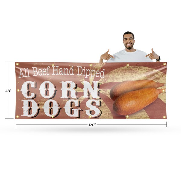 Signmission Corn Dogs, 48 Inch x 120 Inch, Vinyl Banner - B-120-30529