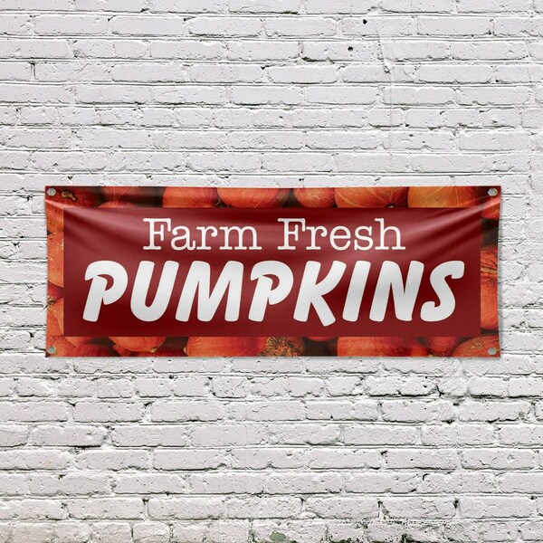 Signmission Farm Fresh Pumpkins, 18 Inch x 48 Inch, Vinyl Banner - B-30612