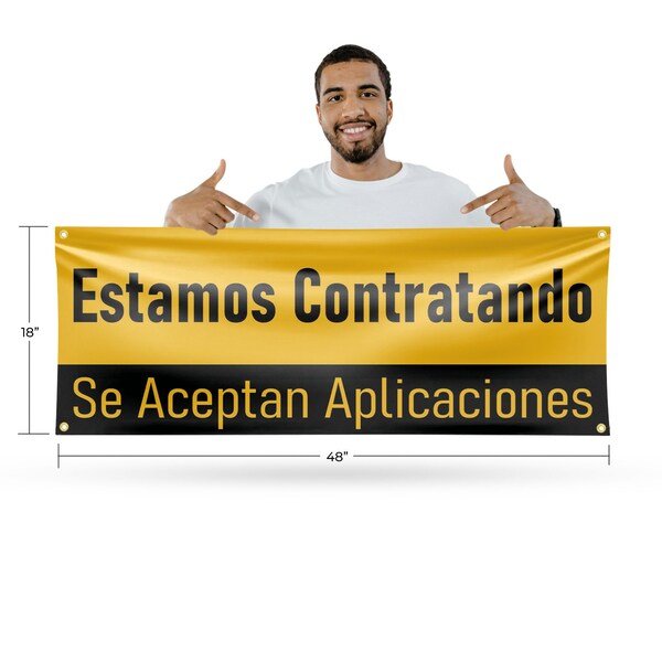 Signmission Estamos Tantratando, 18 Inch x 48 Inch, Vinyl Banner - B-30564