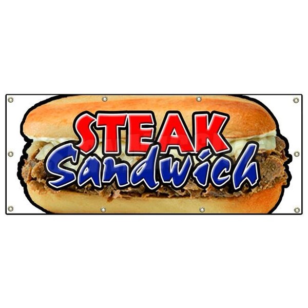 Signmission STEAK SANDWICH BANNER SIGN cheesesteak philly sub hoagie big huge beef - B-96 STEAK SANDWICH