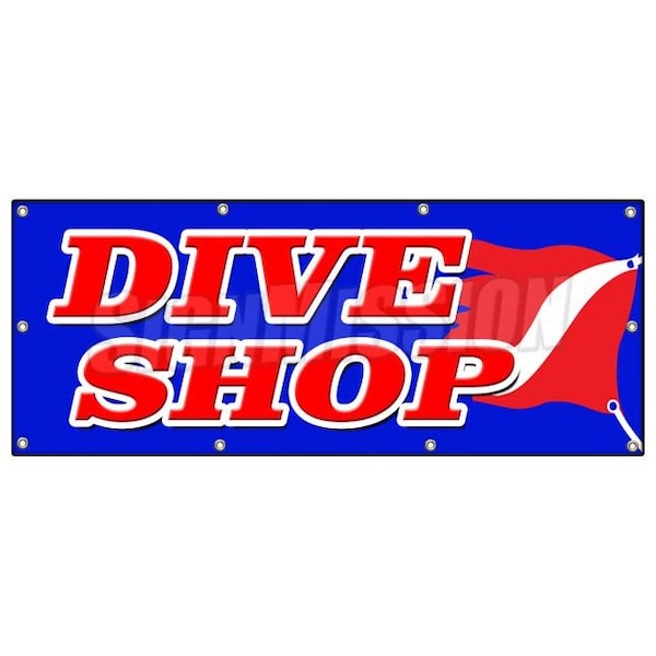 Signmission DIVE SHOP BANNER SIGN diving gear scuba rental sale deep sea lessons - B-96 DIVE SHOP