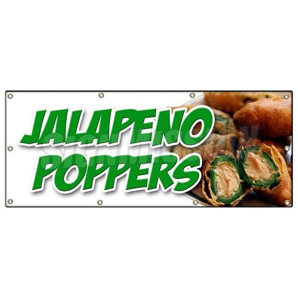 Signmission JALAPENO POPPERS BANNER SIGN fresh hot stuffed deep fried spicy pepper - B-96 JALAPENO POPPERS