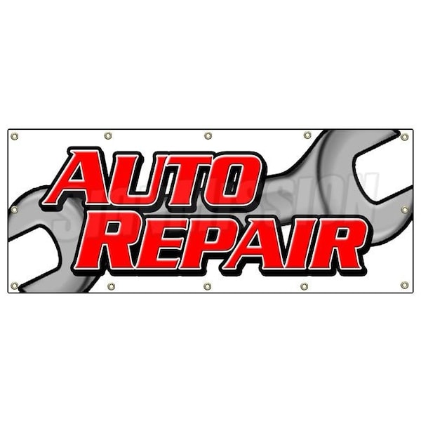 Signmission AUTO REPAIR BANNER SIGN car shop mechanic tools signs brakes shocks - B-120 AUTO REPAIR
