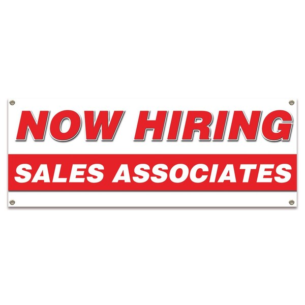 Signmission Now Hiring Sales Associates Banner Apply Inside Accepting Application Single Sided - B-30299