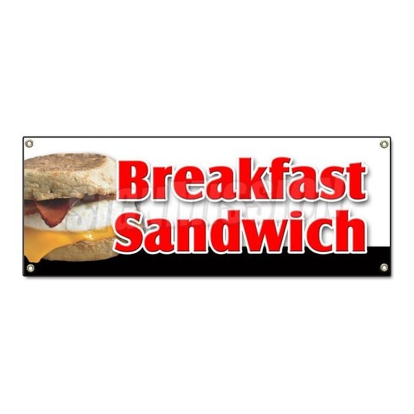 Signmission BREAKFAST SANDWICH BANNER SIGN sausage bacon bagel croissant cheese muffin - B-BREAKFAST SANDWICH
