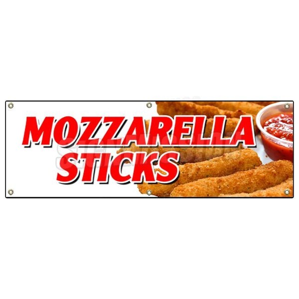 Signmission Mozzarella Sticks Banner Heavy Duty 13 Oz Vinyl with Grommets - B-72 MOZZARELLA STICKS