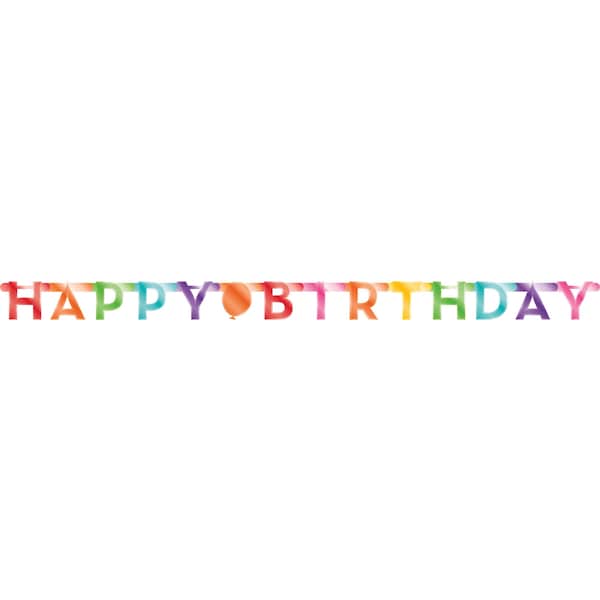 Creative Converting 60" x 4.25" Colorful Happy Birthday Banner, 12PK - 359164