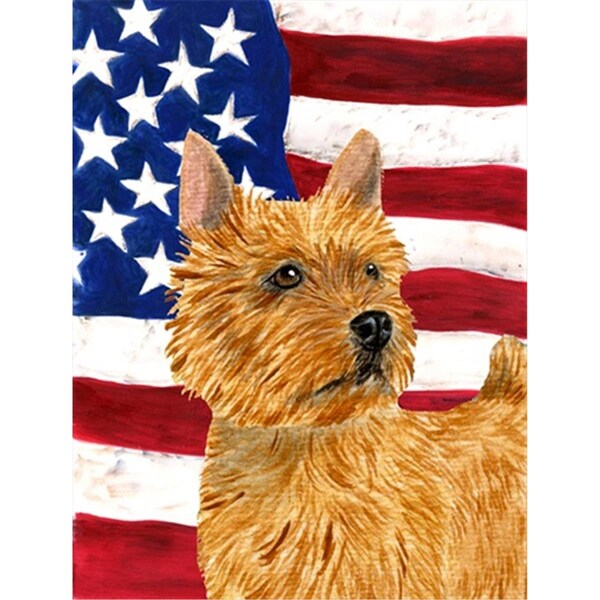 Carolines Treasures 11 x 15 in. USA American Flag with Norwich Terrier Garden Size Flag - SS4026GF