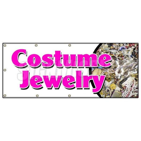 Signmission COSTUME JEWELRY BANNER SIGN bracelet earrings necklace watches silver - B-120 COSTUME JEWELRY