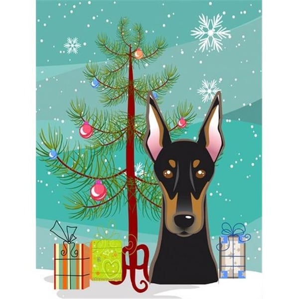 Carolines Treasures Carolines Treasures BB1617CHF Christmas Tree And Doberman Flag Canvas House Size - BB1617CHF
