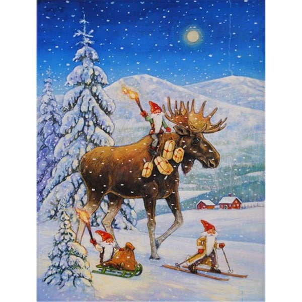 Carolines Treasures Christmas Gnome Riding Reindeer Flag Garden Size - ACG0102GF