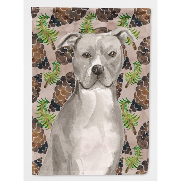 Carolines Treasures Staffordshire Bull Terrier Pine Cones Flag Canvas - House Size - BB9570CHF