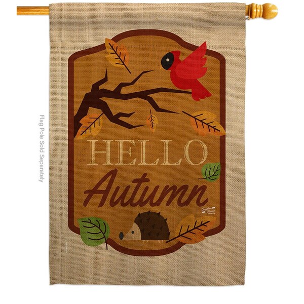 Patio Trasero 28 x 40 in. Hello Autumn House Flag with Fall Harvest & Double-Sided Vertical Flags  Banner Garden - PA3906376