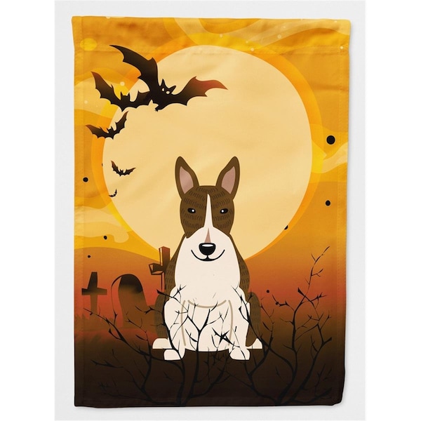 Carolines Treasures Halloween Bull Terrier Dark Brindle Flag Canvas House Size - BB4402CHF