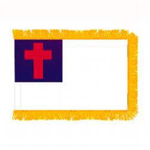Ss Collectibles 4 ft. X 6 ft. Colonial Nyl-Glo Christian Flag with Fringe - SS2753950