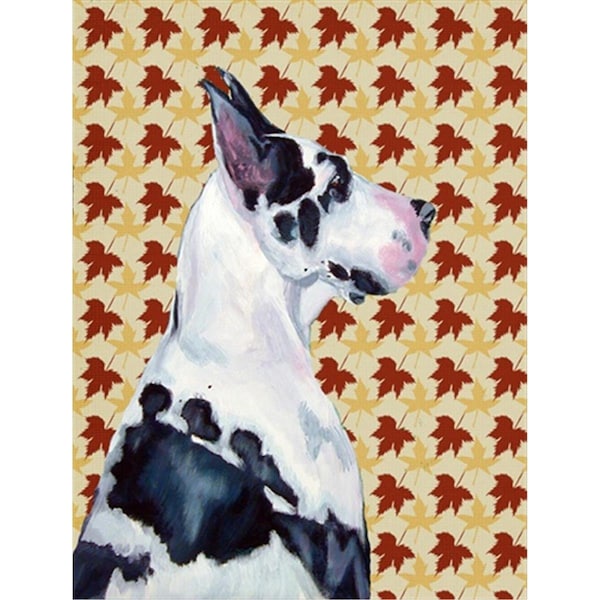 Carolines Treasures 11 x 15 In. Great Dane Fall Leaves Portrait Flag- Garden Size - LH9101GF