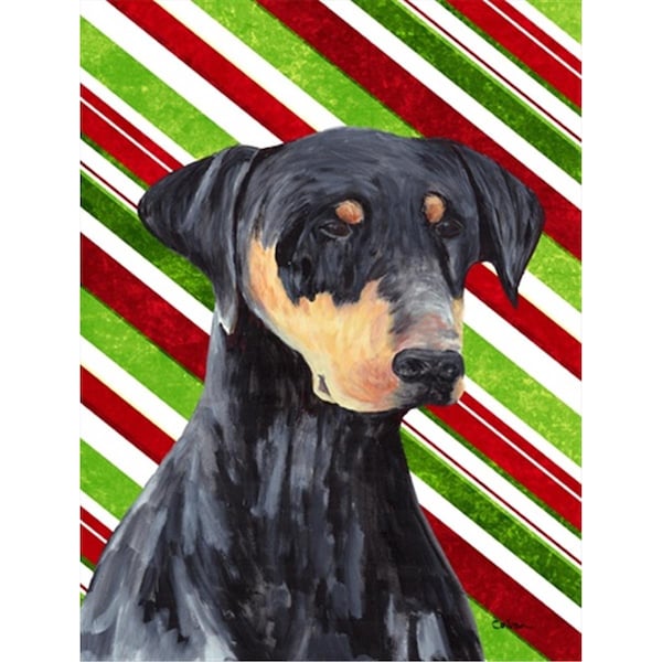 Patioplus Doberman Candy Cane Holiday Christmas Flag - Garden Size; 11 x 15 in. - PA631202