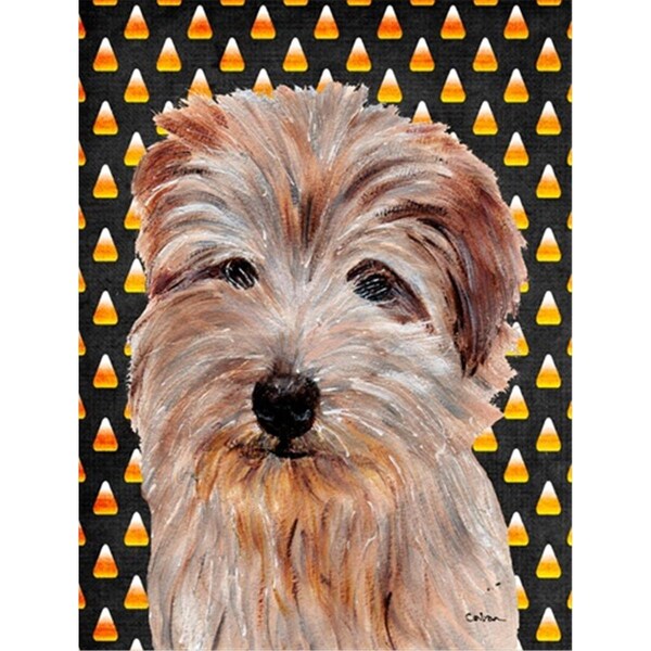 Carolines Treasures Norfolk Terrier Candy Corn Halloween Flag Canvas House Size - SC9664CHF