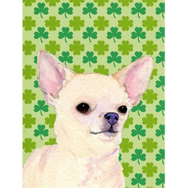 Patioplus 11 x 15 In. Chihuahua St. Patricks Day Shamrock Portrait Flag; Garden Size - PA246640