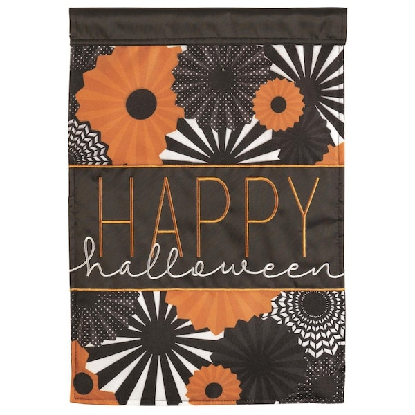 Magnolia Gardens 13 x 18 in. Happy Halloween Applique Plus Double Applique Garden Flag - M011443