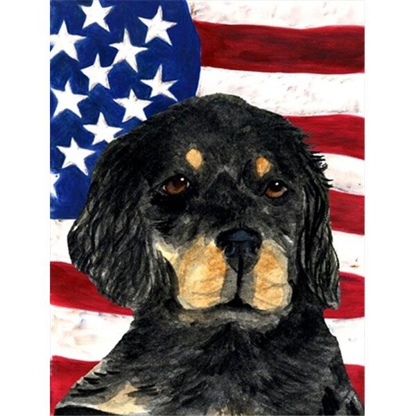Carolines Treasures Carolines Treasures SS4042CHF 28 x 40 in. USA American Flag with Gordon Setter House Size Canvas Flag - SS4042CHF