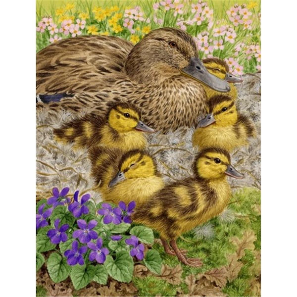 Carolines Treasures Female Mallard Duck And Ducklings Flag Garden Size - ASA2084GF