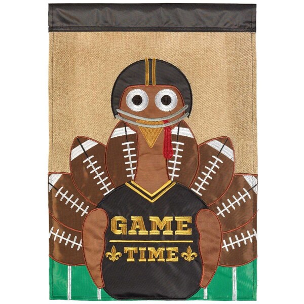 Recinto 29 x 42 in. Football Turkey Black Gold Fleur De Lis Garden Flag - Large - RE3463378