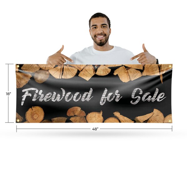 Signmission Firewood For Sale, 18 Inch x 48 Inch, Vinyl Banner - B-30628