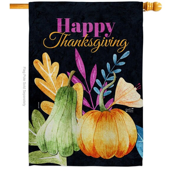 Patio Trasero 28 x 40 in. Thanksgiving Pumpkin House Flag with Fall Double-Sided Vertical Flags  Banner Garden - PA3860590