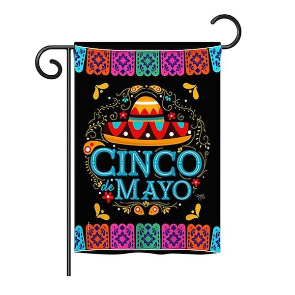 Gardencontrol G165138-BO Picado Cinco De Mayo Country & Primitive Southwest Impressions Decorative Vertical 13 x 18.5 in. Double Sided Garden Flag - GA1485969