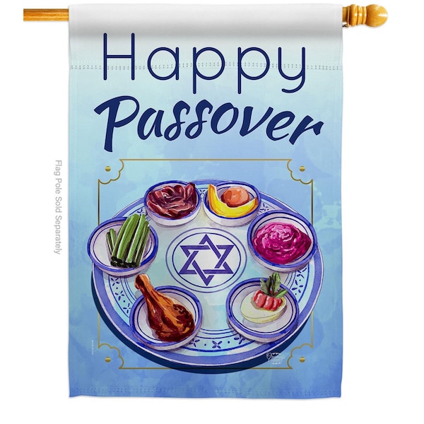 Cuadrilatero Happy Passover Religious Double-Sided Garden Decorative House Flag, Multi Color - CU3900529