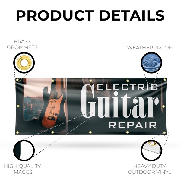 Signmission Electric Guitar Repair, 48 Inch x 120 Inch, Vinyl Banner - B-120-30556