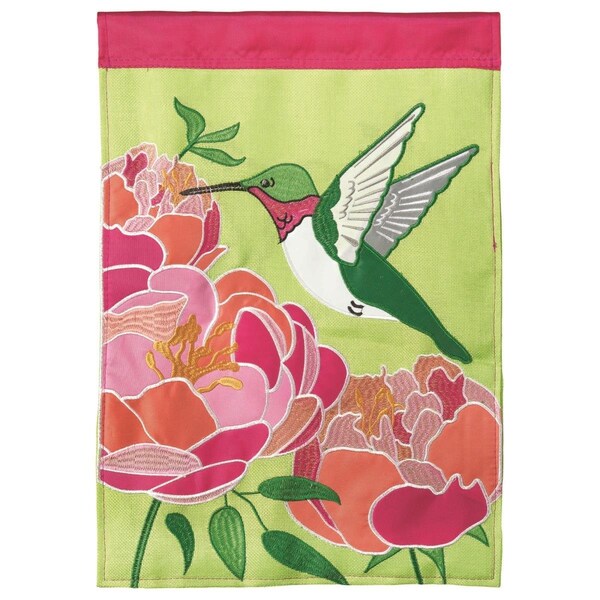 Dicksons 29 x 42 in Flag Double Applique Hummini Flag With Pole Gbird Burlap Large - M001087