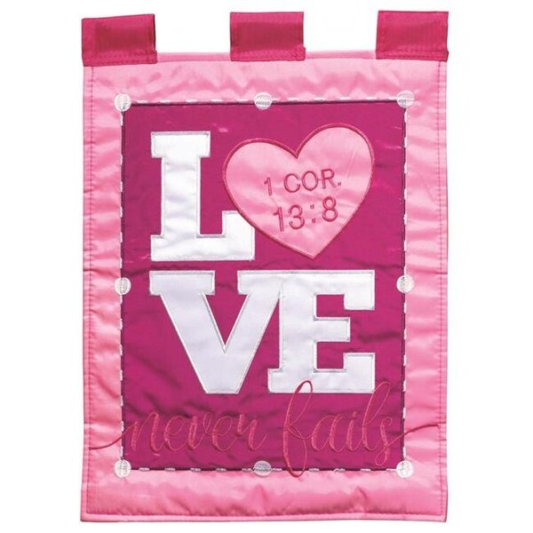 Dicksons Dicksons FLAG-2061 Flag Double Applique Love Never Fails Blap Garden - FLAG-2061