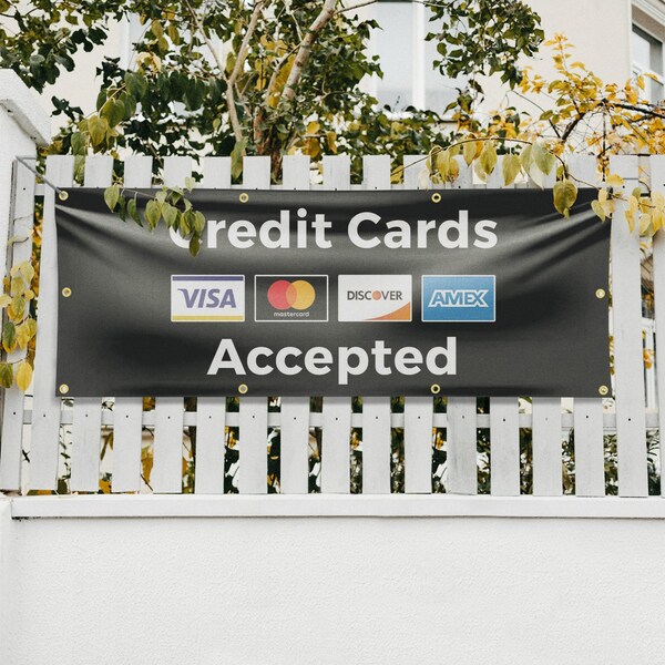 Signmission Credit Cards Accepted, 36 Inch x 96 Inch, Vinyl Banner - B-96-30533