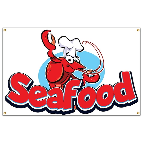 Signmission Seafood Banner Concession Stand Food Truck Single Sided - B-96 SEAFOOD19