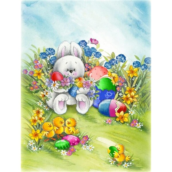 Carolines Treasures Easter Bunny and Eggs Flag Canvas House Size - APH5528CHF