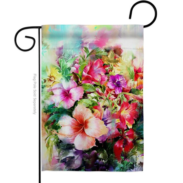 Gardencontrol Bright Hibiscus Summertime Tropical 13 x 18.5 in. Double-Sided Decorative Vertical Garden Flags for - GA4061238